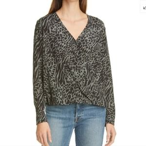 Rails Hillary Emerald Mixed Animal Print Top Size Medium NWOT